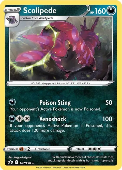 Scolipede #107/198 Reverse Holofoil Pokémon card from Chilling Reign