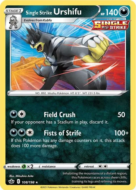 Single Strike Urshifu #108/198 Holofoil Pokémon card from Chilling Reign