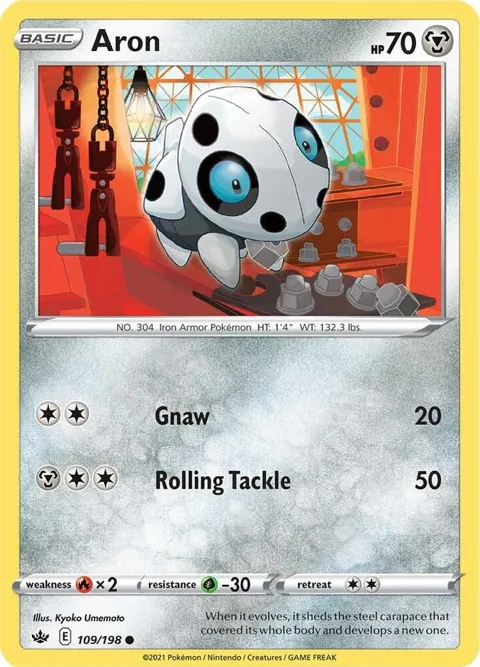Aron #109/198 Reverse Holofoil Pokémon card from Chilling Reign