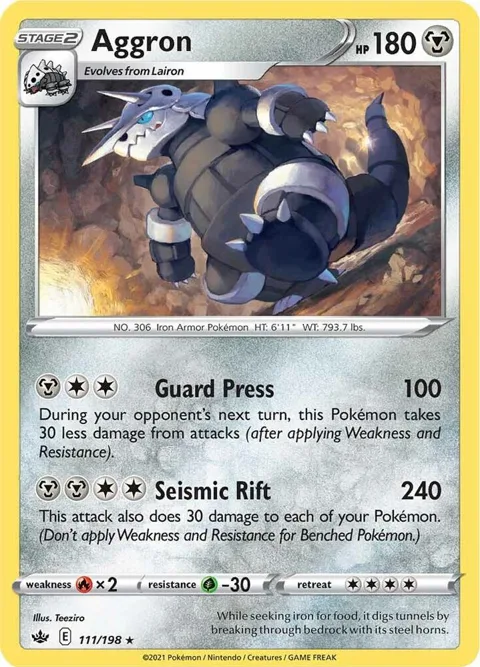 Aggron #111/198 Reverse Holofoil Pokémon card from Chilling Reign