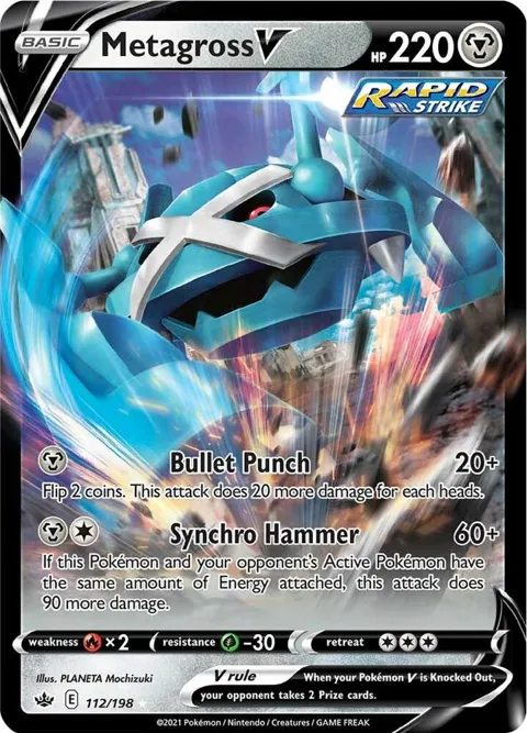 Metagross V #112/198 Holofoil Pokémon card from Chilling Reign