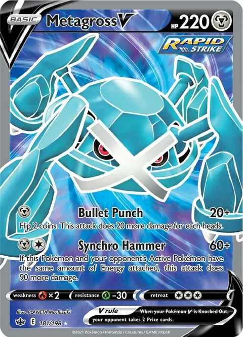 Metagross V Full Art #181/198 Holofoil Pokémon card from Chilling Reign