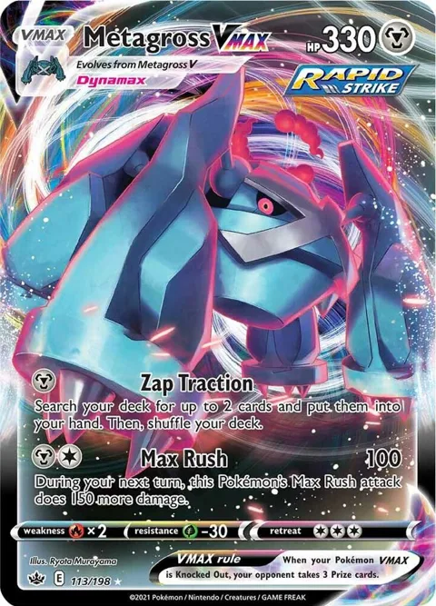 Metagross VMAX #113/198 Holofoil Pokémon card from Chilling Reign