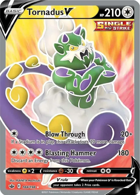 Tornadus V Full Art #184/198 Holofoil Pokémon card from Chilling Reign