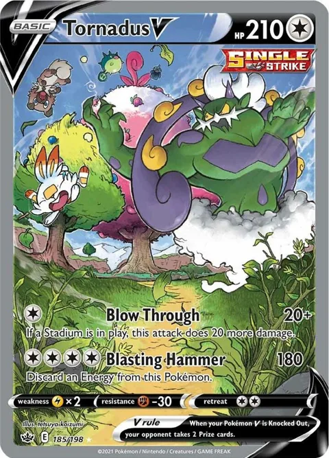 Tornadus V Alt Art #185/198 Holofoil Pokémon card from Chilling Reign