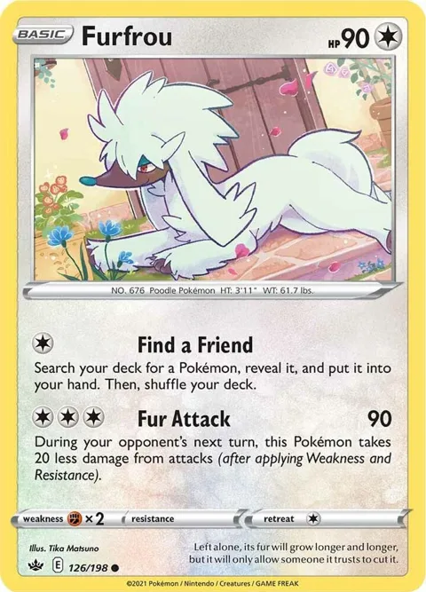 Furfrou #126/198 Reverse Holofoil Pokémon card from Chilling Reign