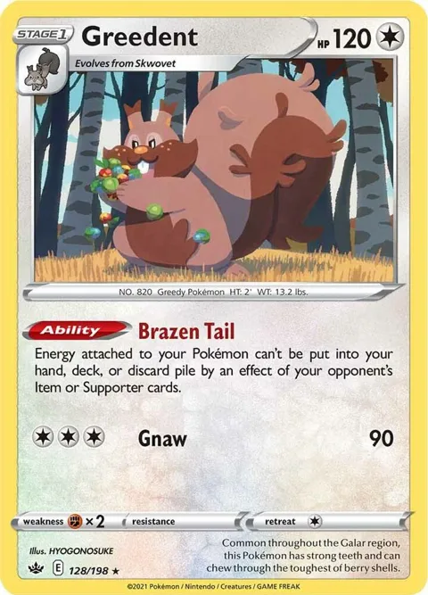 Greedent #128/198 Reverse Holofoil Pokémon card from Chilling Reign