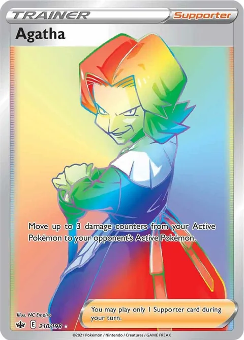 Agatha Secret Rare #210/198 Holofoil Pokémon card from Chilling Reign