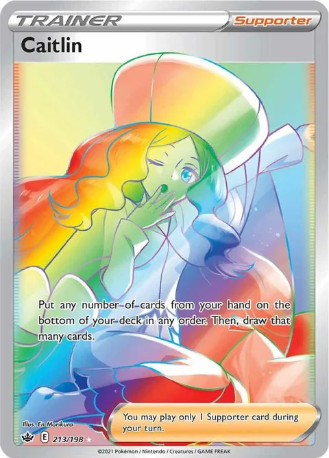 Caitlin Secret Rare #213/198 Holofoil Pokémon card from Chilling Reign