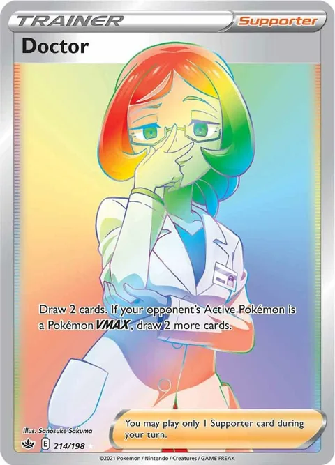 Doctor Secret Rare #214/198 Holofoil Pokémon card from Chilling Reign