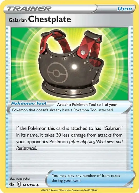 Galarian Chestplate #141/198 Reverse Holofoil Pokémon card from Chilling Reign