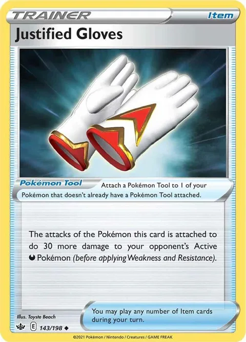 Justified Gloves #143/198 Pokémon card from Chilling Reign