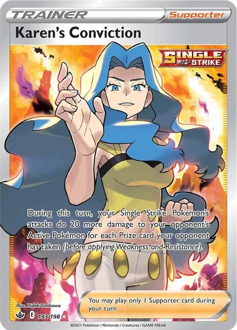 Karen's Conviction Full Art #193/198 Holofoil Pokémon card from Chilling Reign