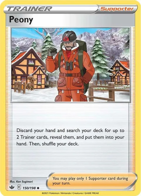 Peony #150/198 Pokémon card from Chilling Reign
