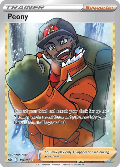 Peony Full Art #197/198 Holofoil Pokémon card from Chilling Reign