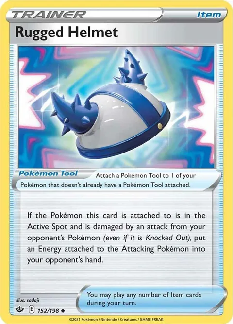 Rugged Helmet #152/198 Reverse Holofoil Pokémon card from Chilling Reign