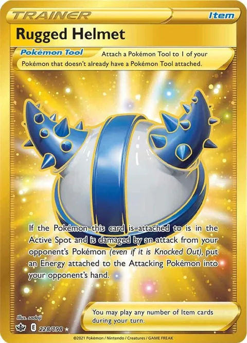 Rugged Helmet Secret Rare #228/198 Holofoil Pokémon card from Chilling Reign