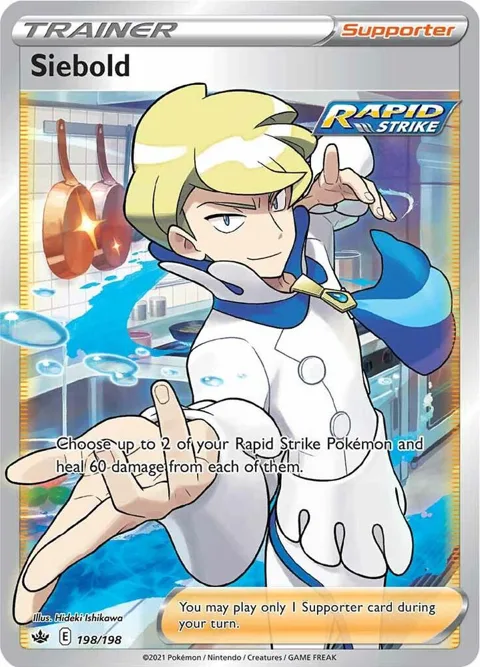 Siebold Full Art #198/198 Holofoil Pokémon card from Chilling Reign