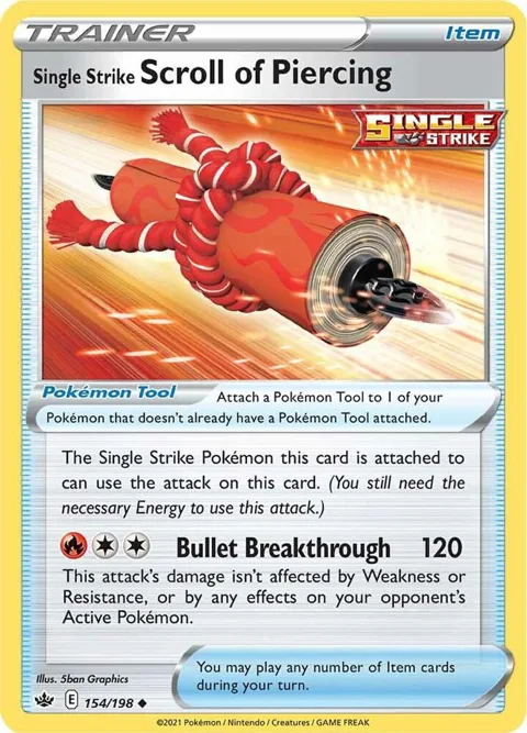 Single Strike Scroll of Piercing #154/198 Pokémon card from Chilling Reign