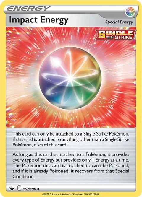 Impact Energy #157/198 Reverse Holofoil Pokémon card from Chilling Reign
