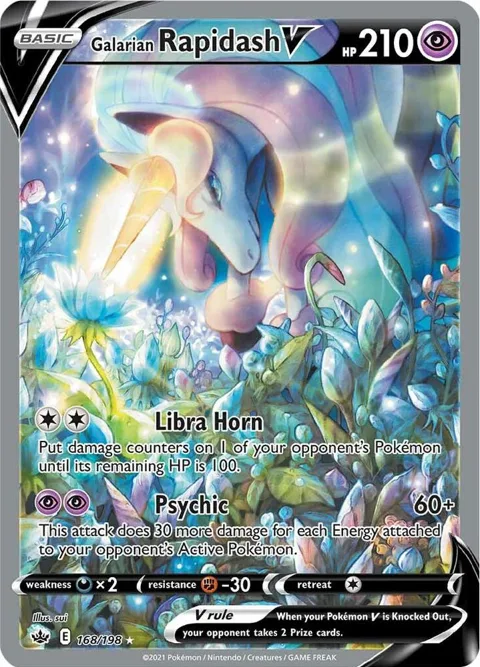 Galarian Rapidash V Alt Art #168/198 Holofoil Pokémon card from Chilling Reign
