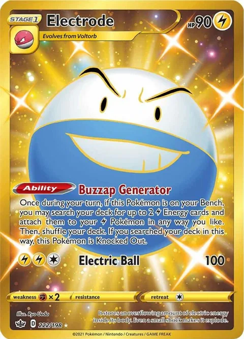 Electrode Secret Rare #222/198 Holofoil Pokémon card from Chilling Reign