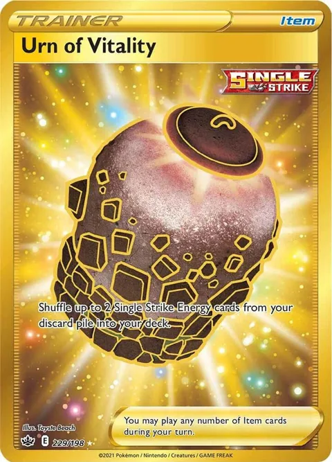 Urn of Vitality Secret Rare #229/198 Holofoil Pokémon card from Chilling Reign