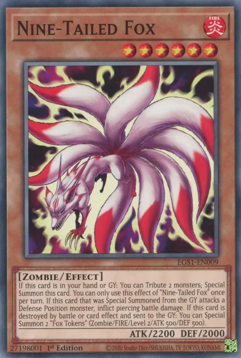 Nine-Tailed Fox EGS1-EN009 Yu-Gi-Oh card from Egyptian God Deck: Slifer the Sky Dragon