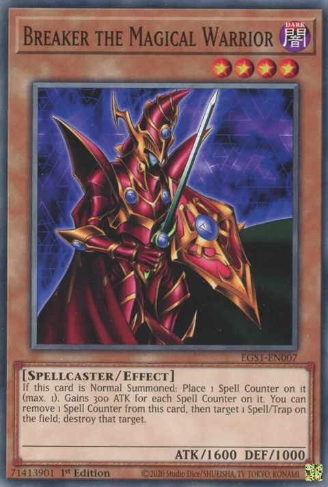 Breaker the Magical Warrior EGS1-EN007 Yu-Gi-Oh card from Egyptian God Deck: Slifer the Sky Dragon