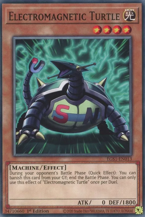 Electromagnetic Turtle EGS1-EN013 Yu-Gi-Oh card from Egyptian God Deck: Slifer the Sky Dragon