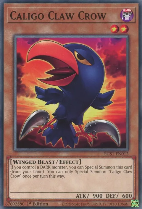 Caligo Claw Crow EGS1-EN012 Yu-Gi-Oh card from Egyptian God Deck: Slifer the Sky Dragon