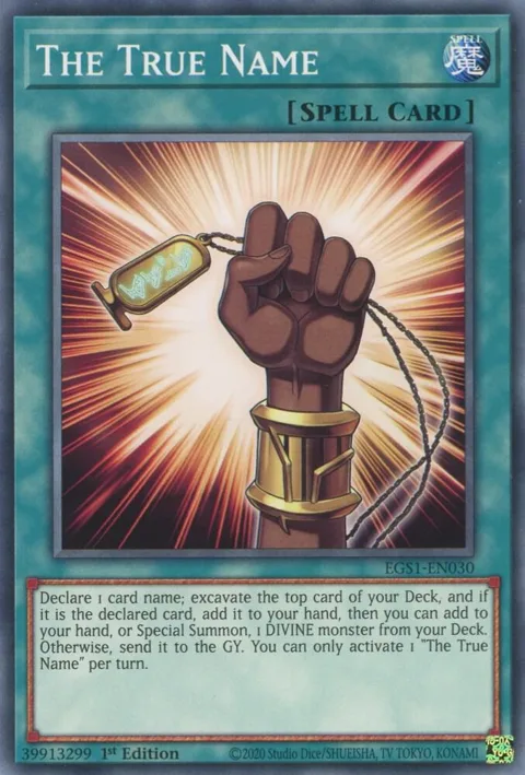 The True Name EGS1-EN030 Yu-Gi-Oh card from Egyptian God Deck: Slifer the Sky Dragon