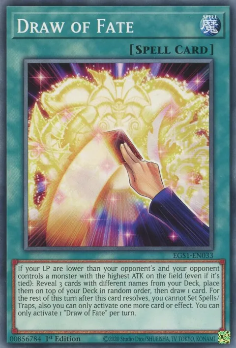 Draw of Fate EGS1-EN033 Yu-Gi-Oh card from Egyptian God Deck: Slifer the Sky Dragon