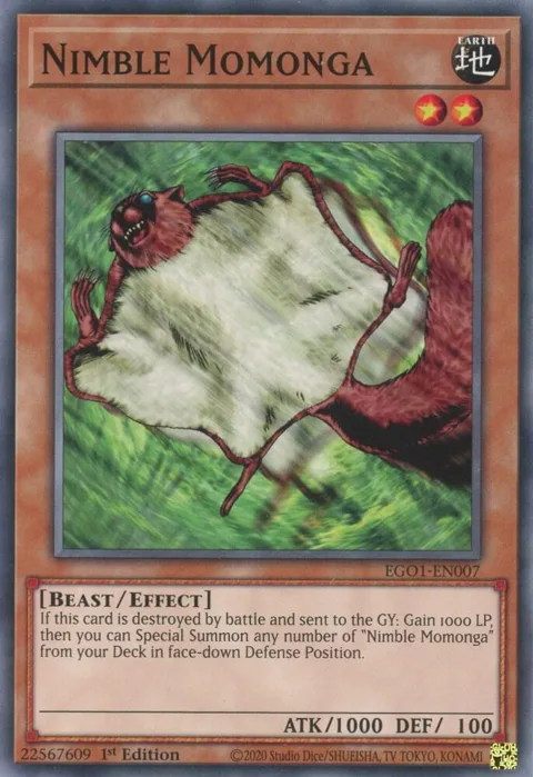 Nimble Momonga EGO1-EN007 Yu-Gi-Oh card from Egyptian God Deck: Obelisk the Tormentor