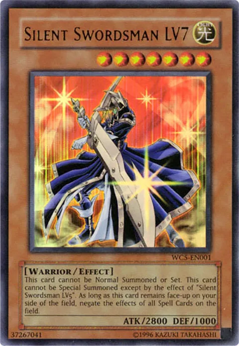Silent Swordsman LV7 WC5-EN001 Yu-Gi-Oh card from World Championship 2005: 7 Trials to Glory