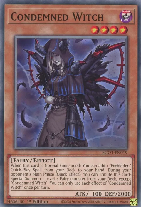 Condemned Witch EGO1-EN019 Yu-Gi-Oh card from Egyptian God Deck: Obelisk the Tormentor