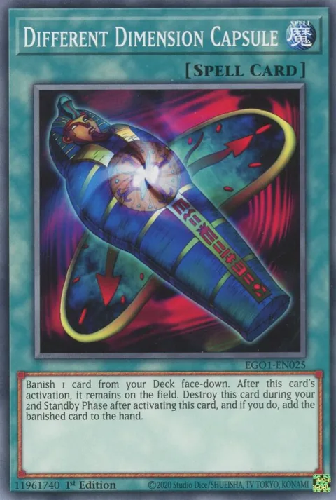 Different Dimension Capsule EGO1-EN025 Yu-Gi-Oh card from Egyptian God Deck: Obelisk the Tormentor