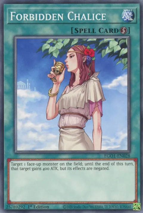 Forbidden Chalice EGO1-EN028 Yu-Gi-Oh card from Egyptian God Deck: Obelisk the Tormentor