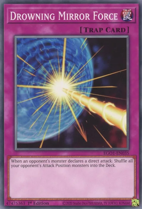 Drowning Mirror Force EGO1-EN035 Yu-Gi-Oh card from Egyptian God Deck: Obelisk the Tormentor