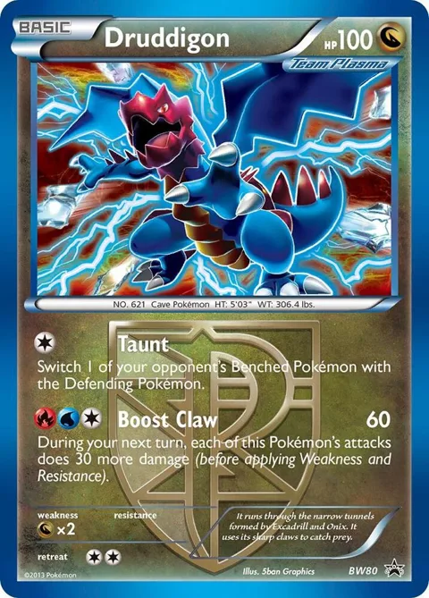 Druddigon Team Plasma - BW80 Cosmos Holo #BW80 Holofoil Pokémon card from Black and White Promos