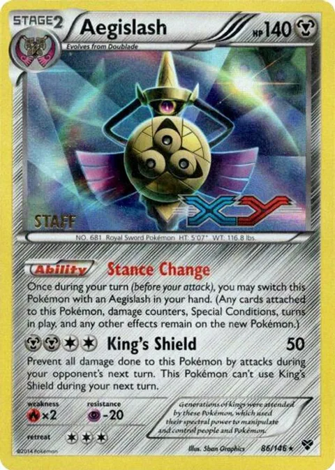 Aegislash - 86/146 Prerelease [Staff] #86/146 Holofoil Pokémon card from XY Promos