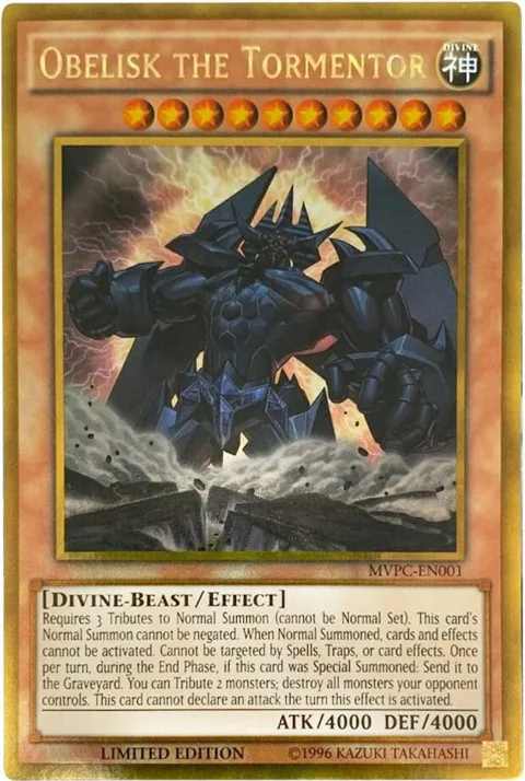 Obelisk the Tormentor Blu-Ray DVD Promo MVPC-EN001 Yu-Gi-Oh card from The Dark Side of Dimensions Movie Pack: Gold Edition
