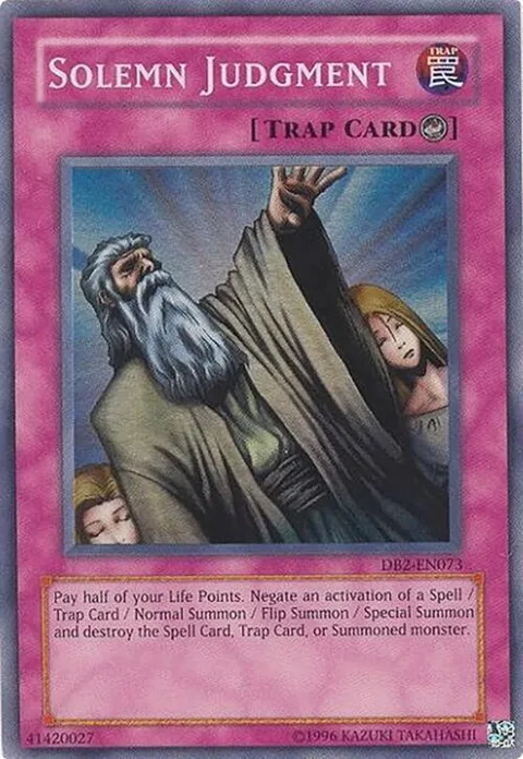 Solemn Judgment DB2-EN073 Yu-Gi-Oh card from Dark Beginning 2