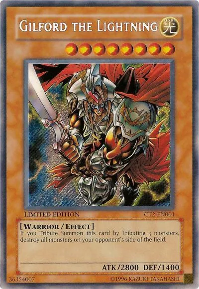 Gilford the Lightning CT2-EN001 Yu-Gi-Oh card from 2005 Collectors Tin
