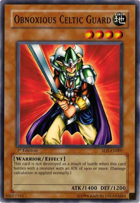 Obnoxious Celtic Guard SD5-EN007 Yu-Gi-Oh card from Structure Deck: Warrior's Triumph