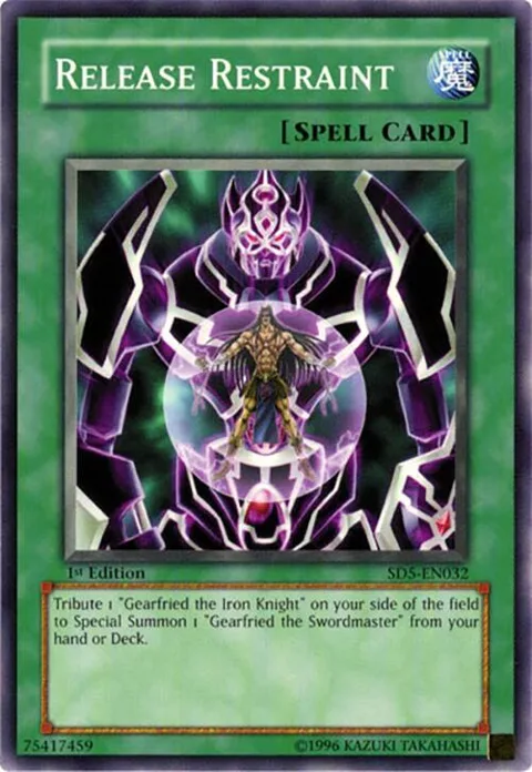 Release Restraint SD5-EN032 Yu-Gi-Oh card from Structure Deck: Warrior's Triumph