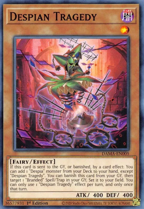 Despian Tragedy DAMA-EN005 Yu-Gi-Oh card from Dawn of Majesty