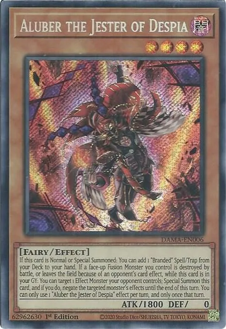 Aluber the Jester of Despia DAMA-EN006 Yu-Gi-Oh card from Dawn of Majesty