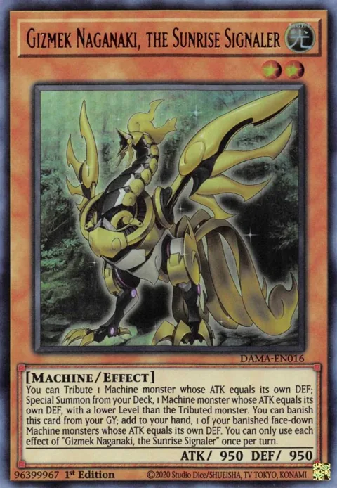 Gizmek Naganaki, the Sunrise Signaler DAMA-EN016 Yu-Gi-Oh card from Dawn of Majesty