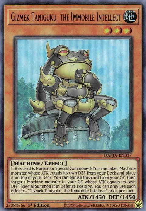 Gizmek Taniguku, the Immobile Intellect DAMA-EN017 Yu-Gi-Oh card from Dawn of Majesty